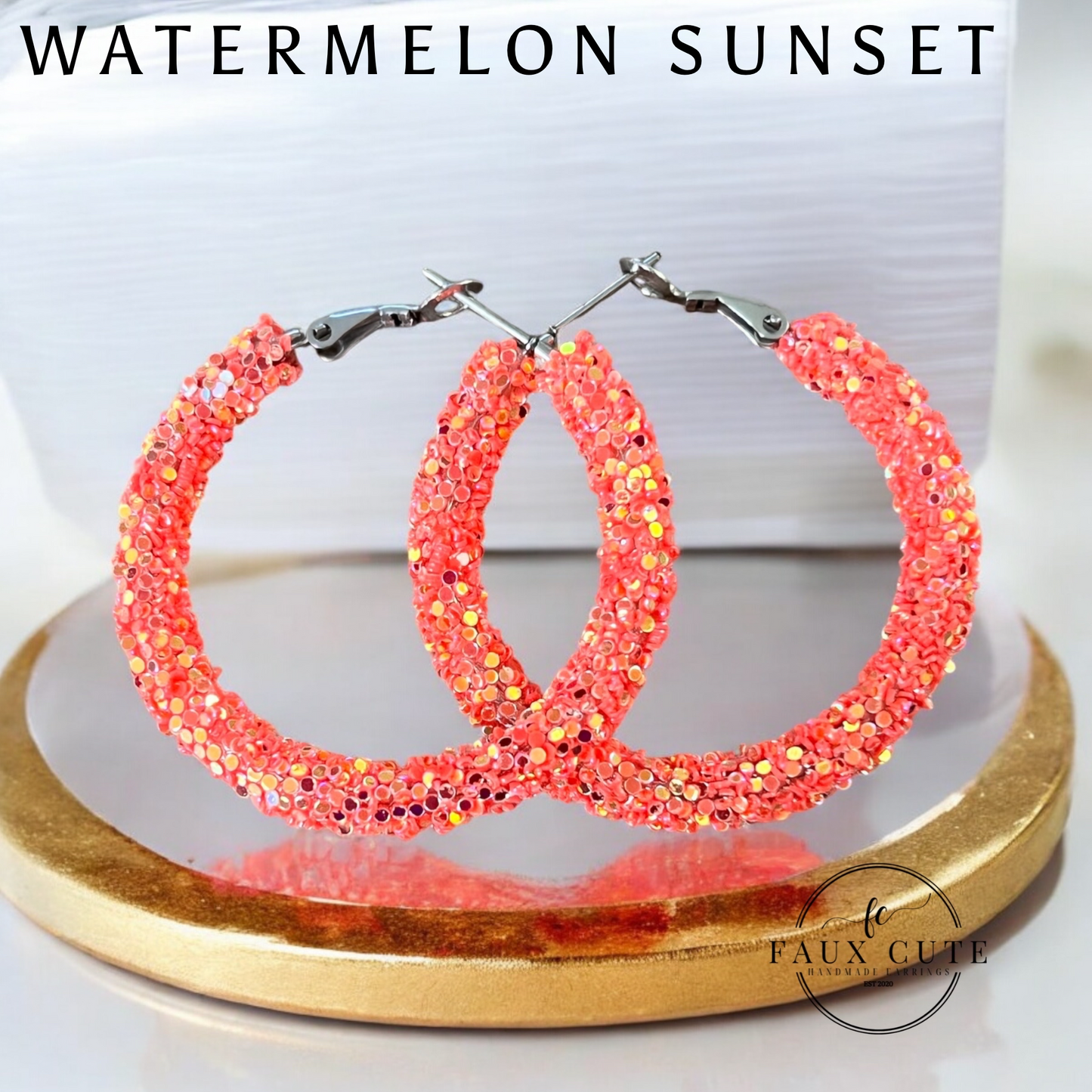 Watermelon Sunset Glitter Hoops