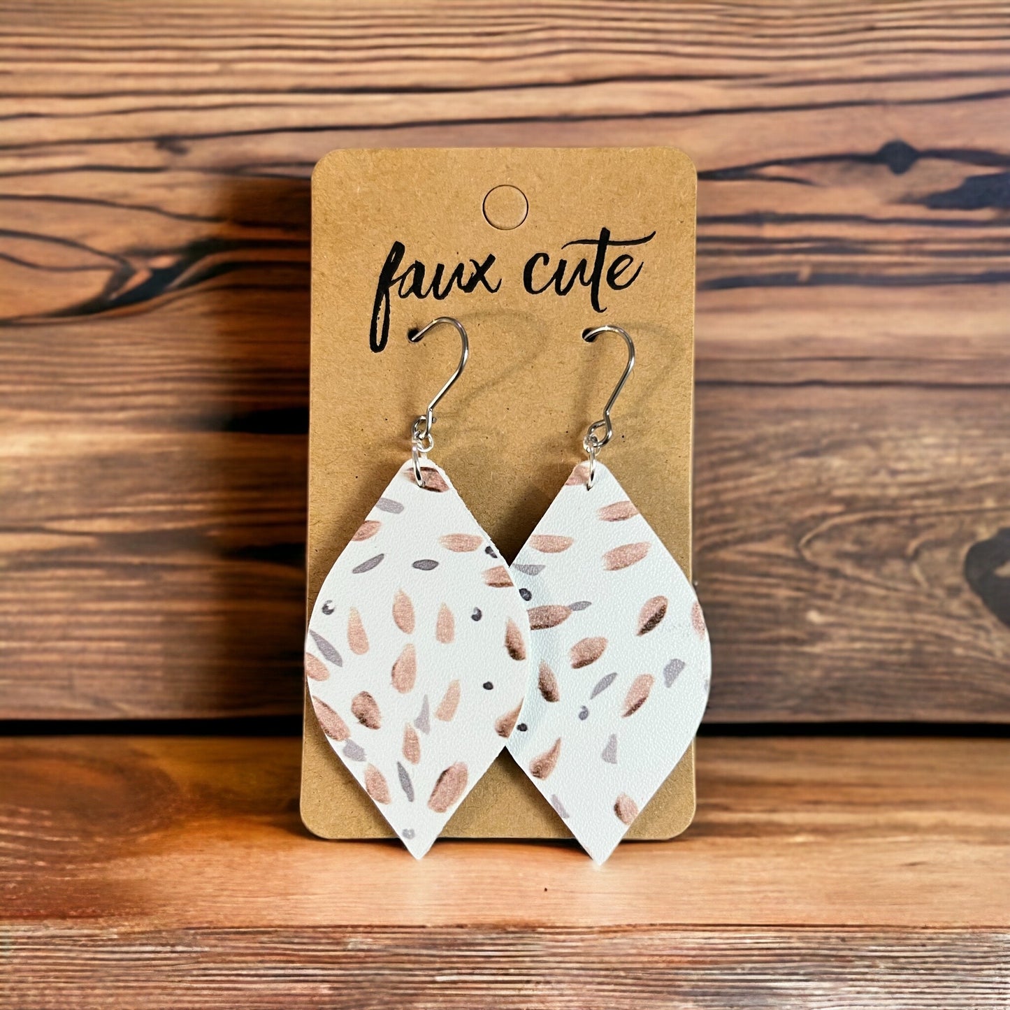Brown & White Speckled Earrings