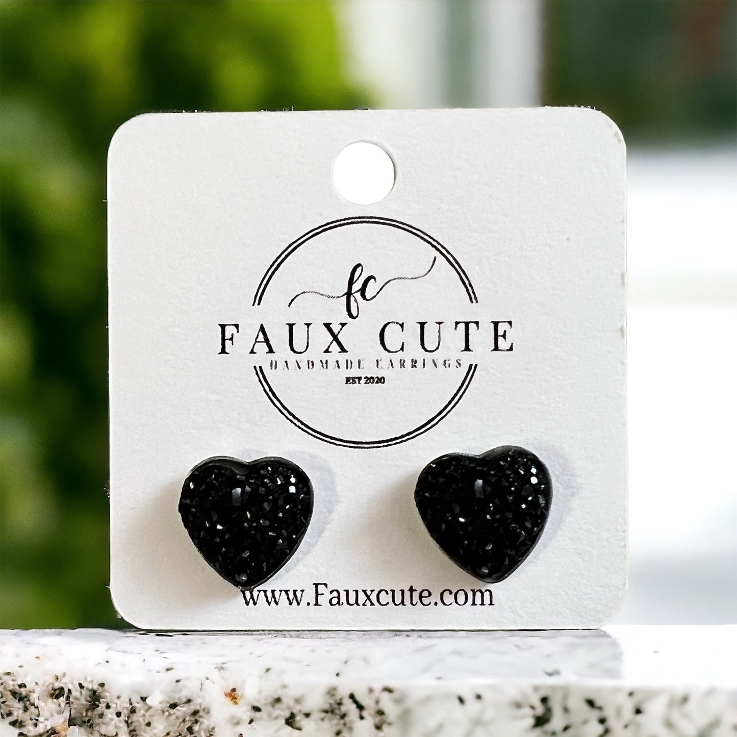 Black Faux Quartz hearts