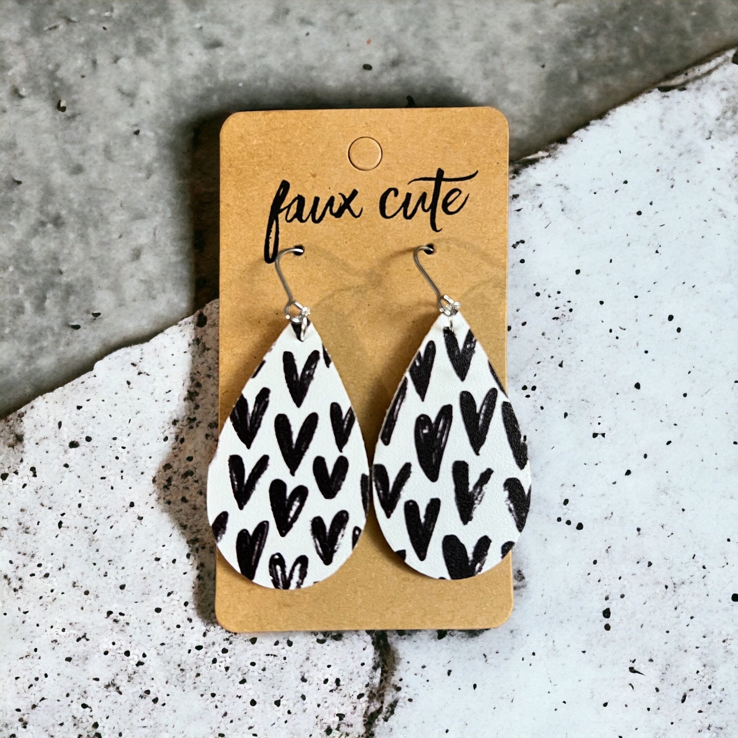 Black & White Heart Earrings