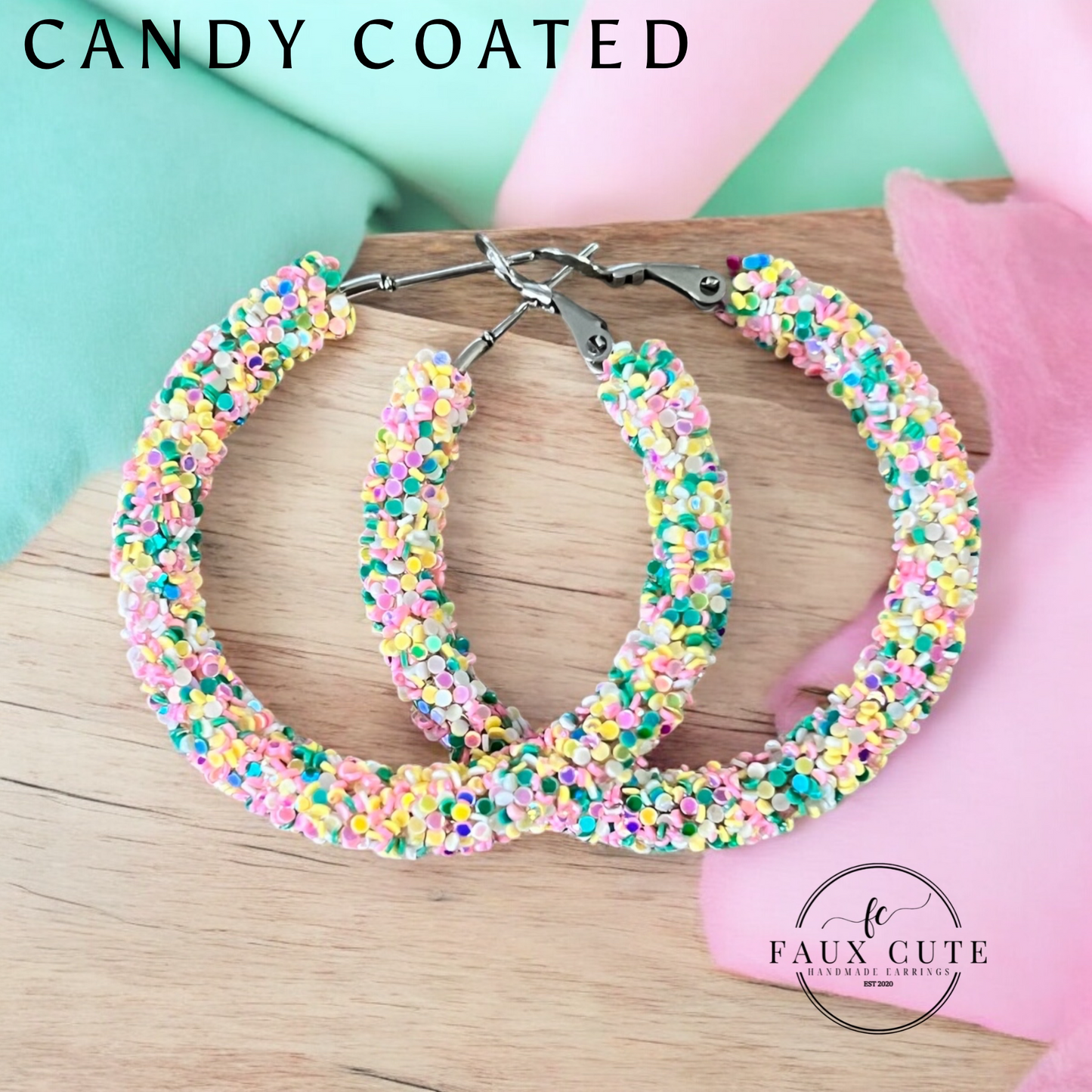 Candy Coated Glitter Hoops