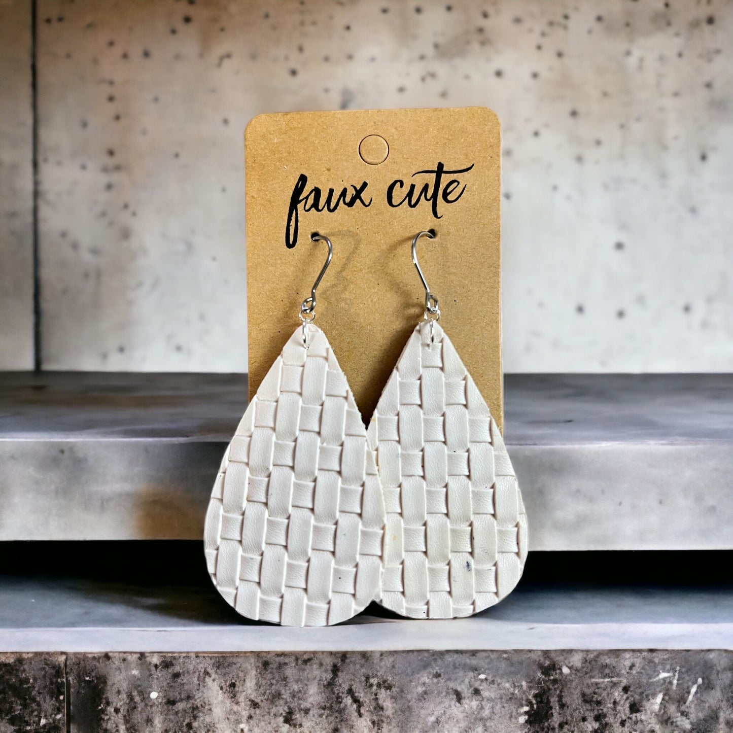 Nude Basket Weave Earrings