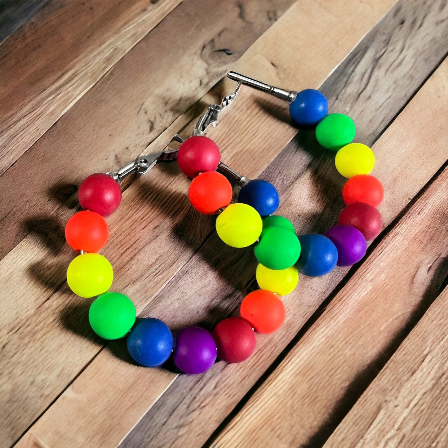 Beaded Rainbow Hoops