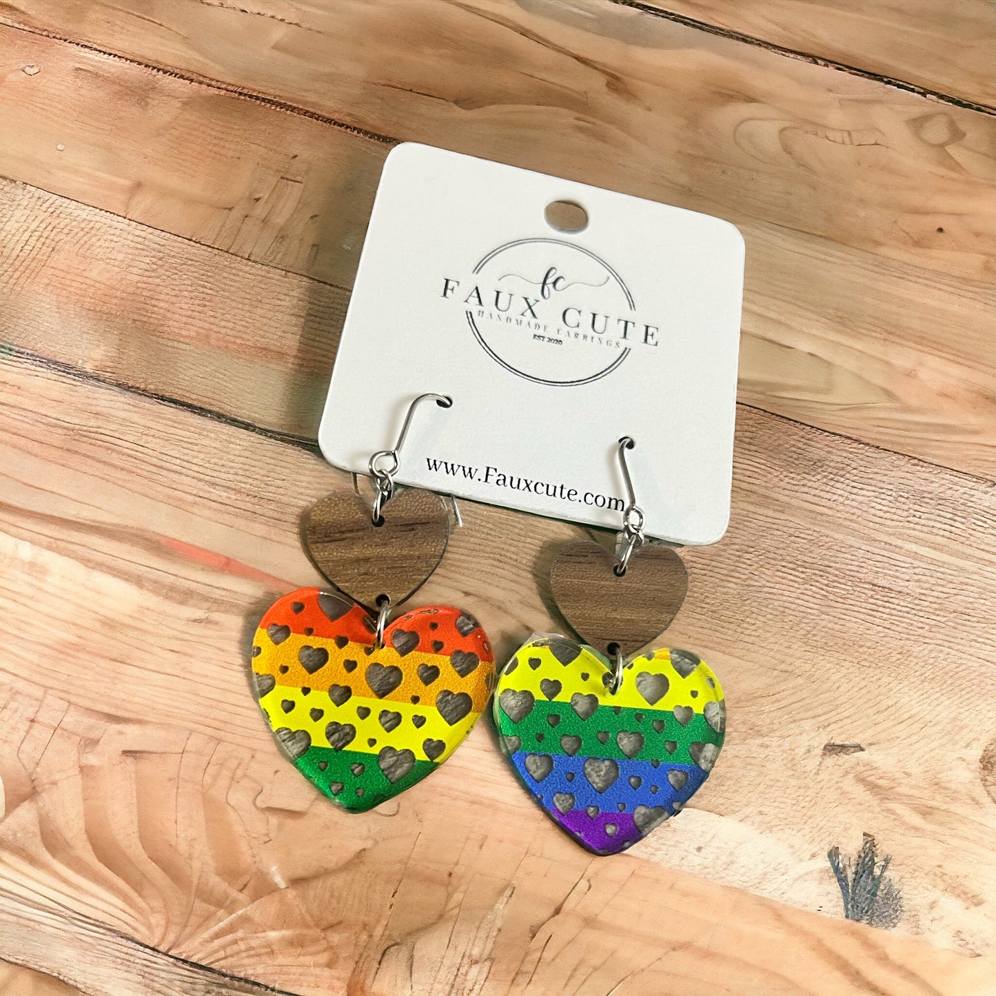 Rainbow Stripe Hearts