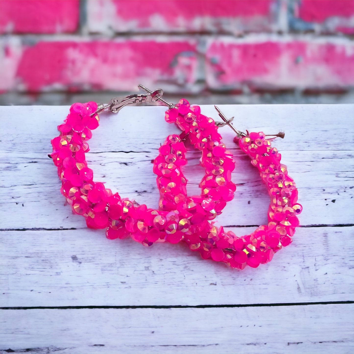 Neon Pink Chunky Hoops
