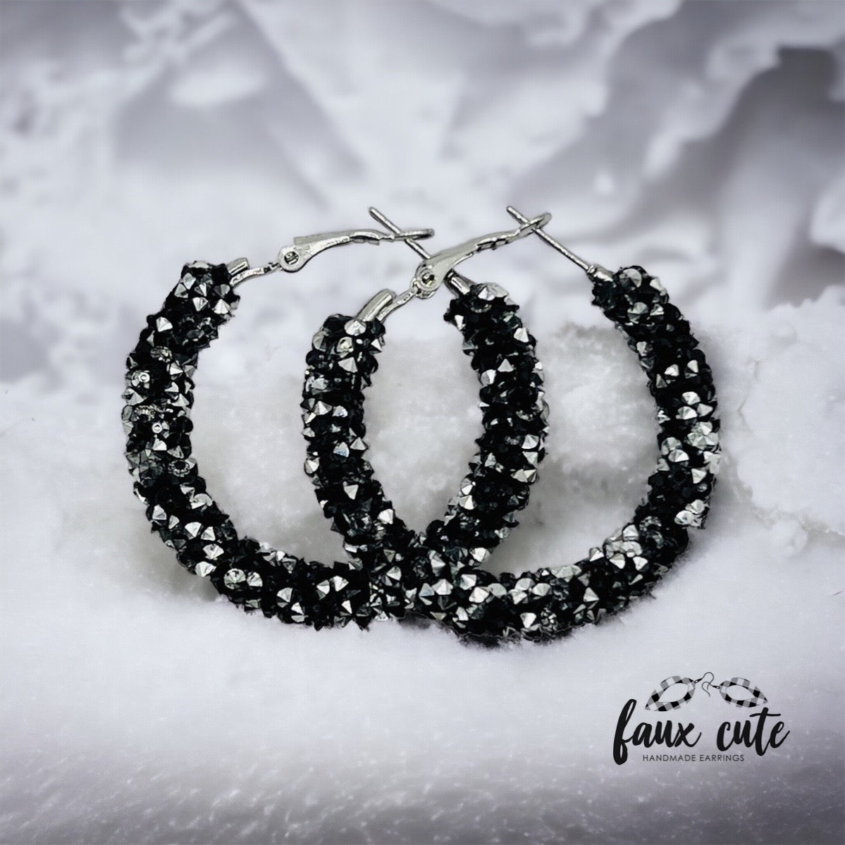 Black & Silver Chunky Hoops