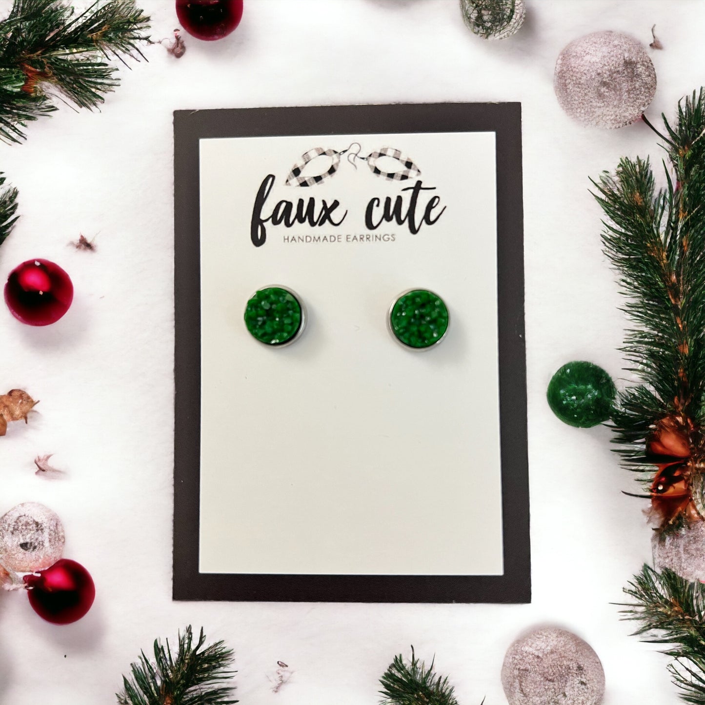 Green Faux Quartz Studs
