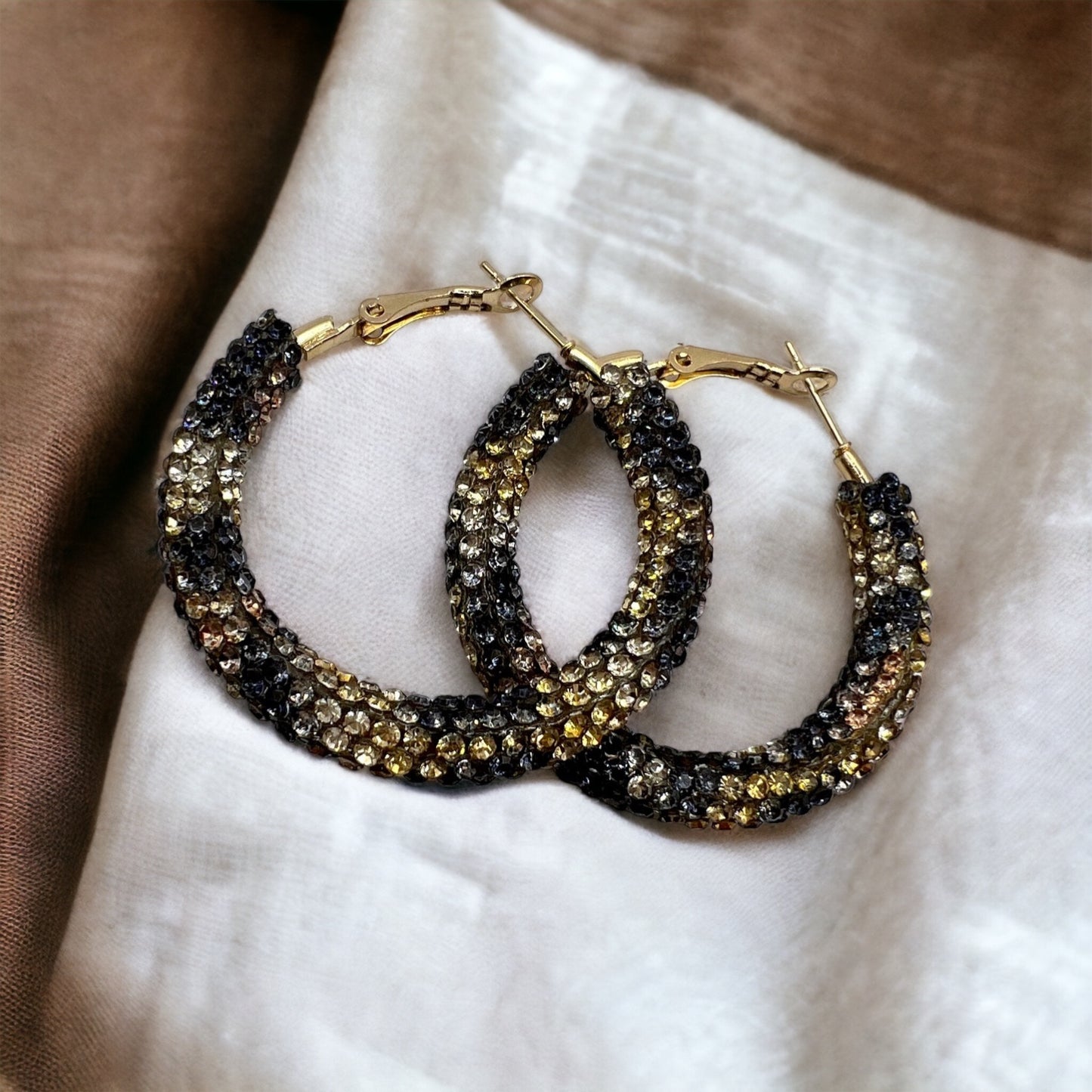 Leopard Crystal Hoops