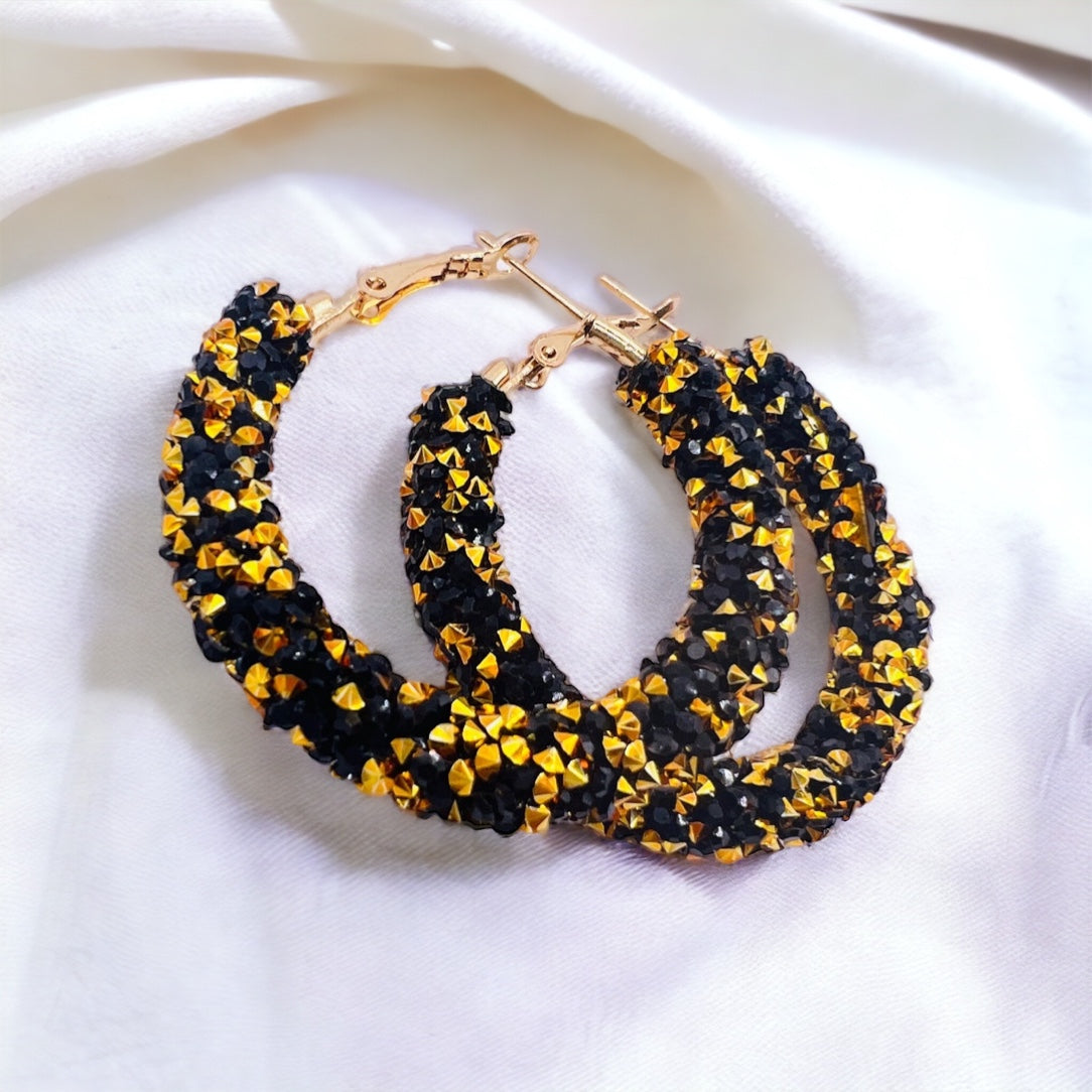 Black & Gold Chunky Hoops