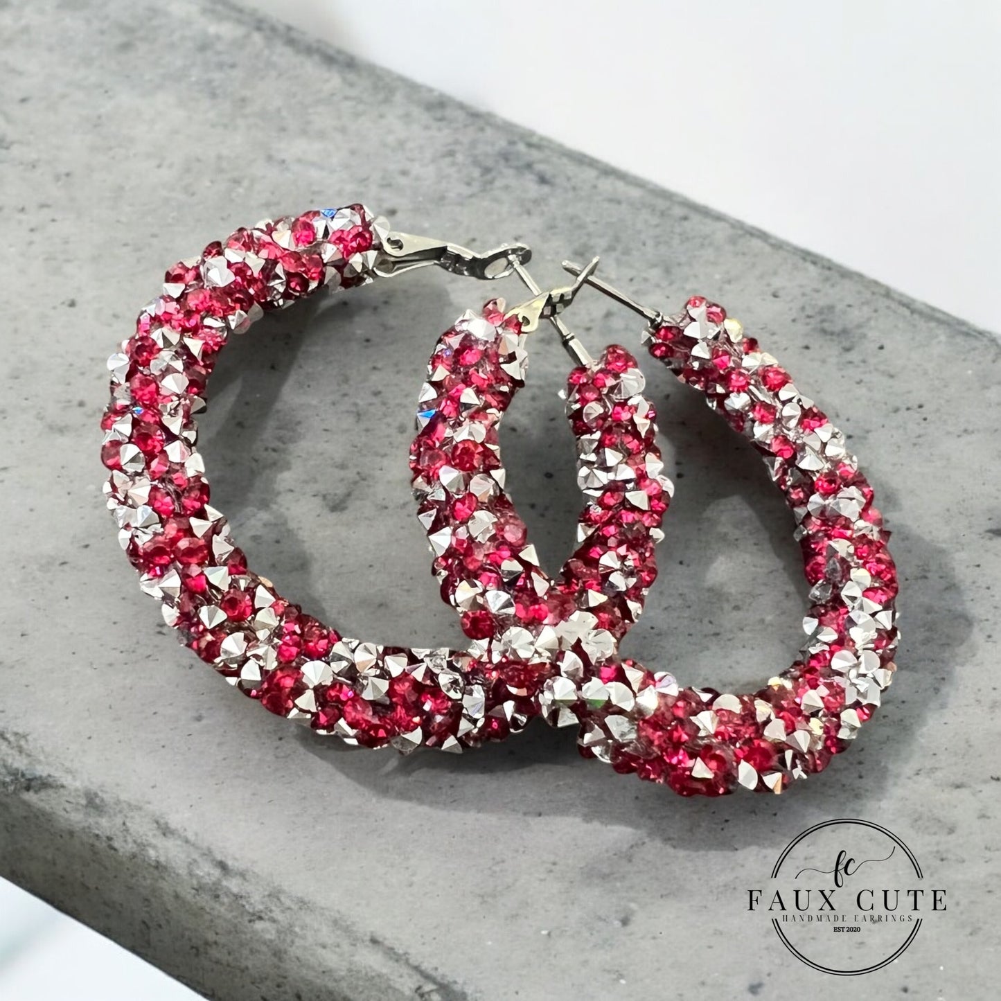 Fuchsia & Silver Hoops