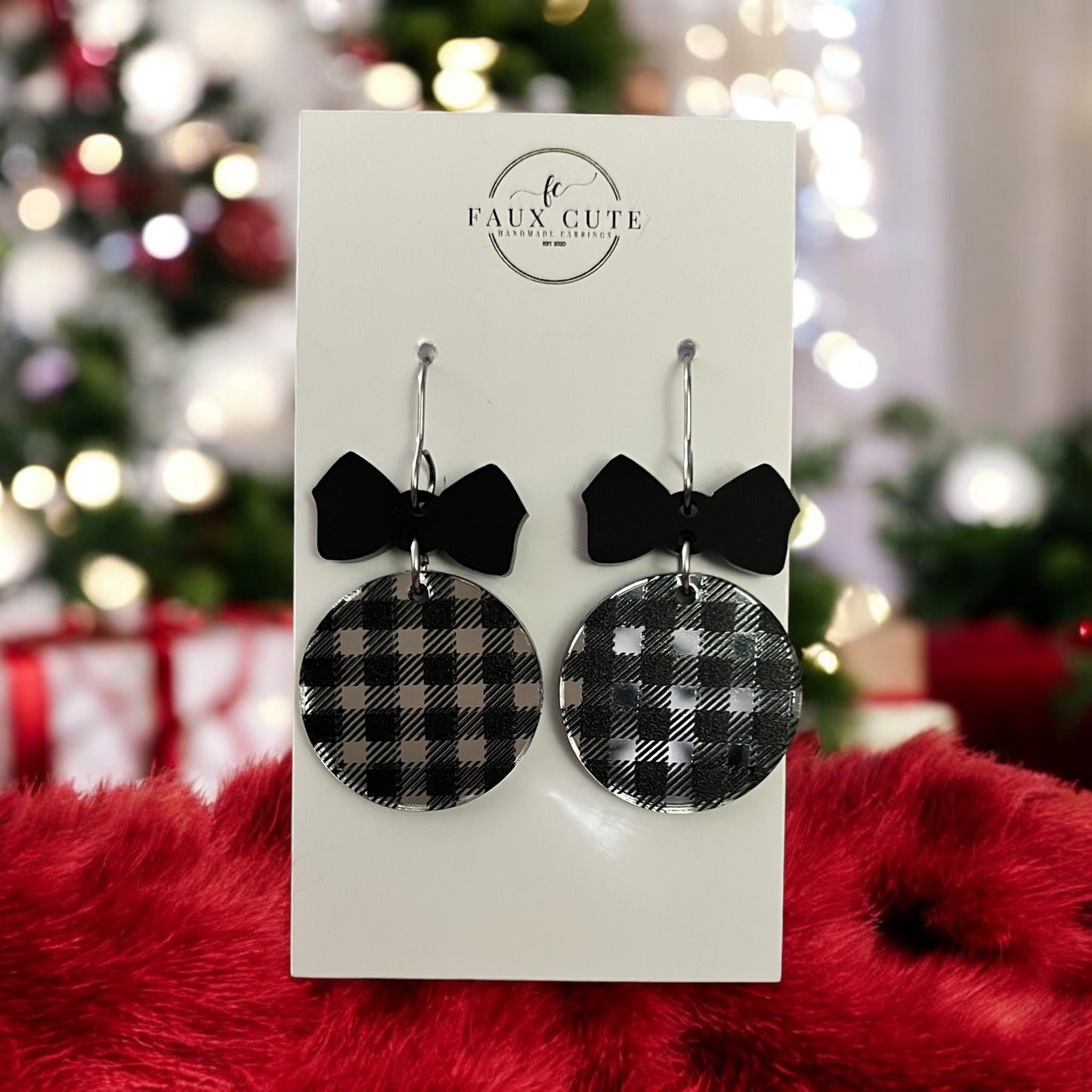 Mirrored Christmas Bulbs in Buffalo Plaid
