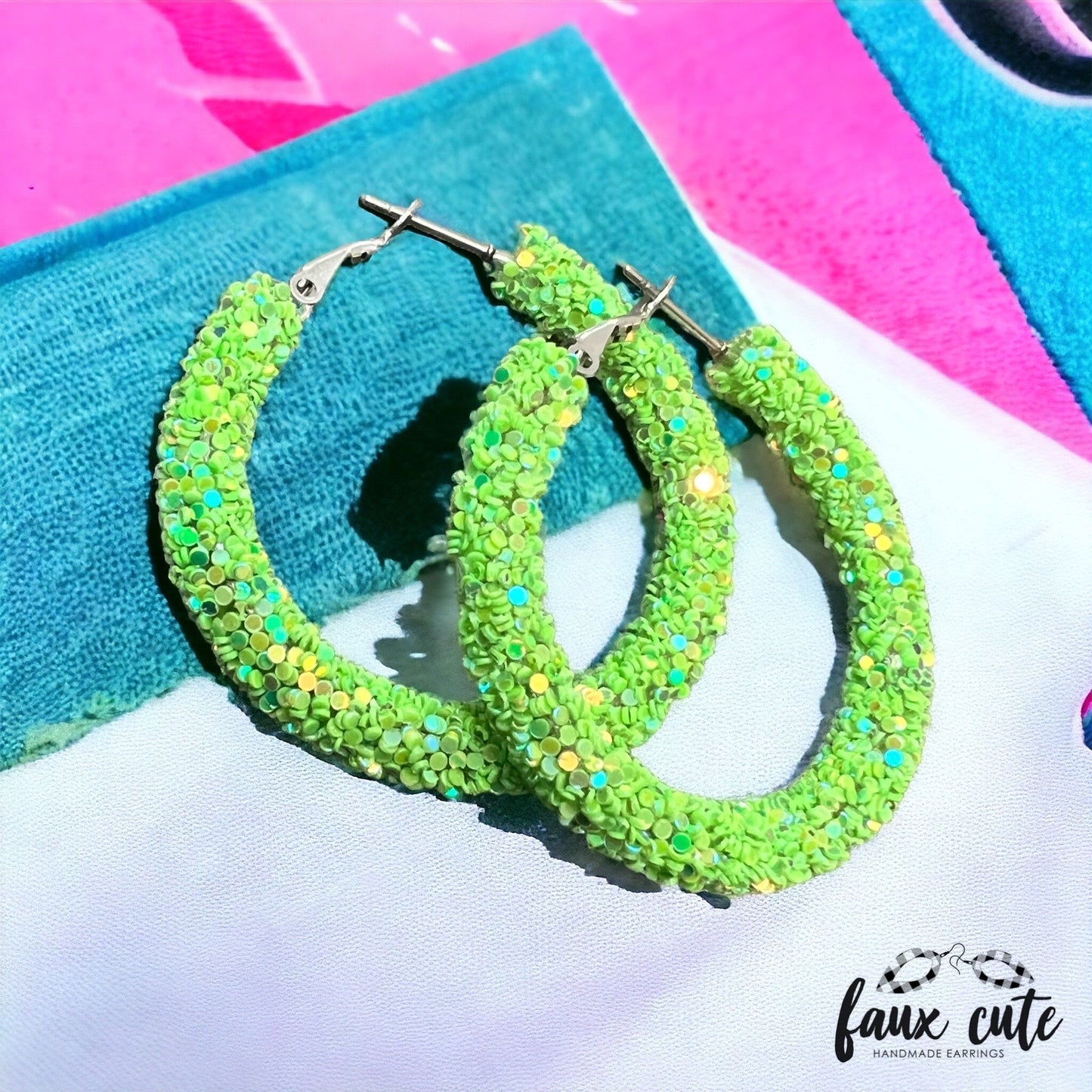 Light Green Glitter Hoops