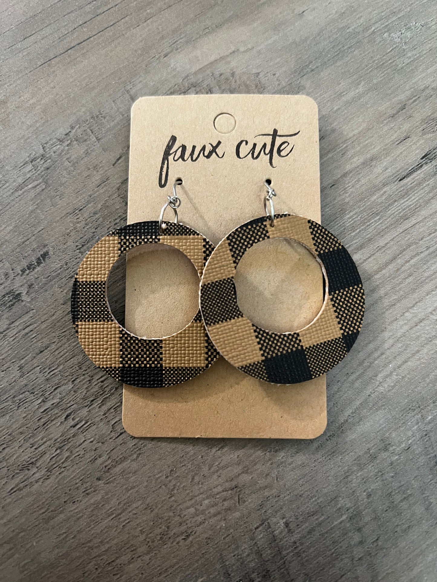 Brown Buffalo plaid earrings