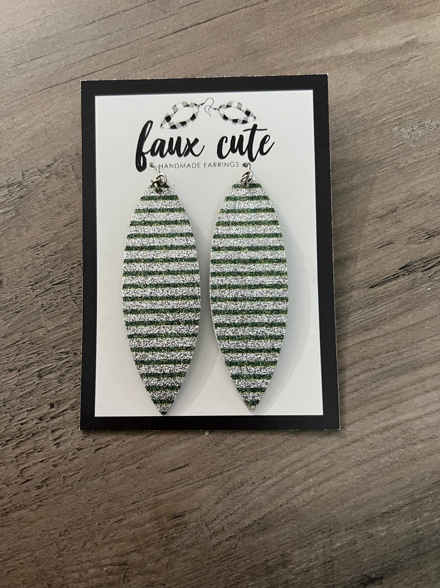 Green & Silver Glitter Earrings