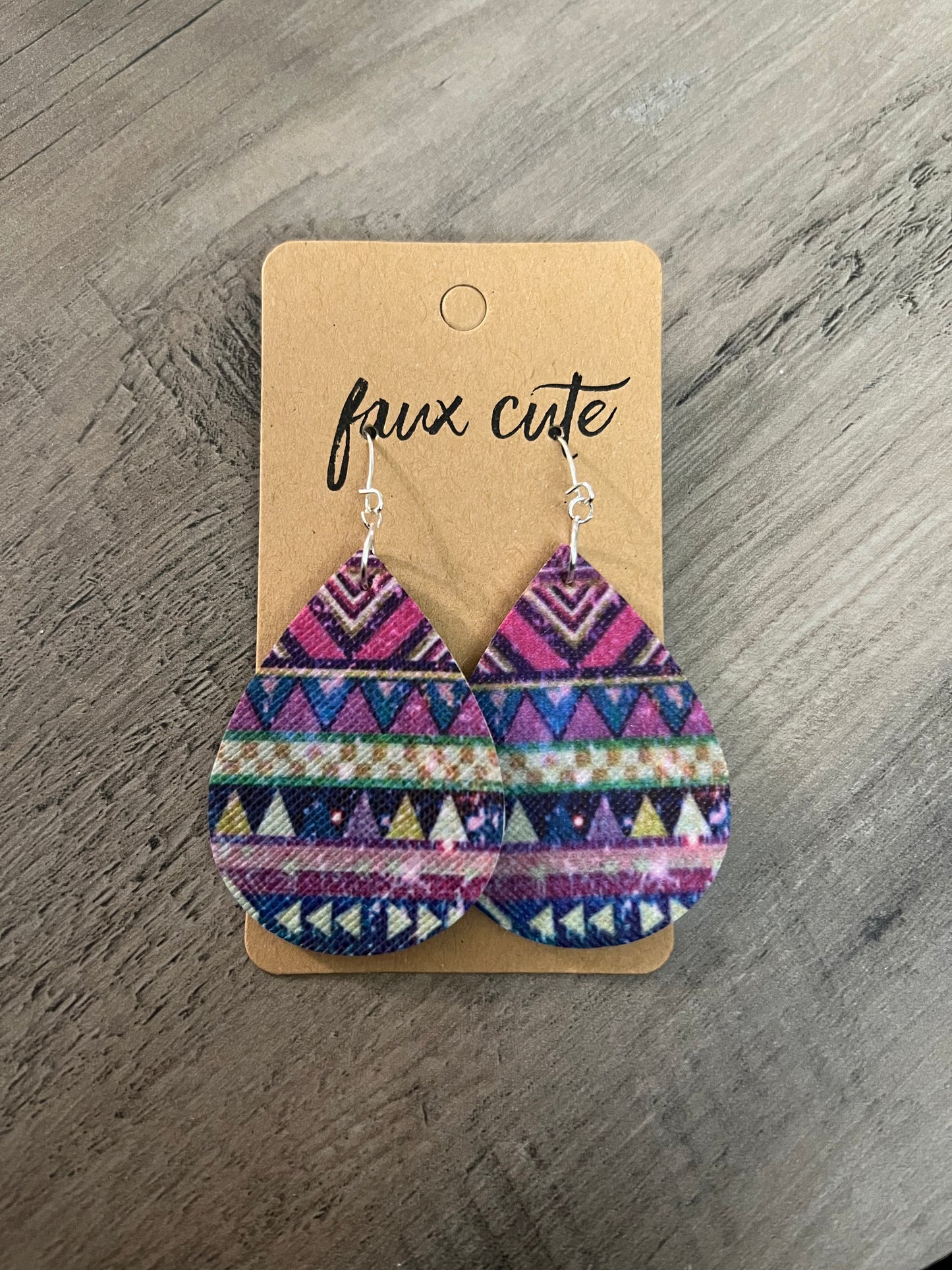 Aztec faux leather earrings