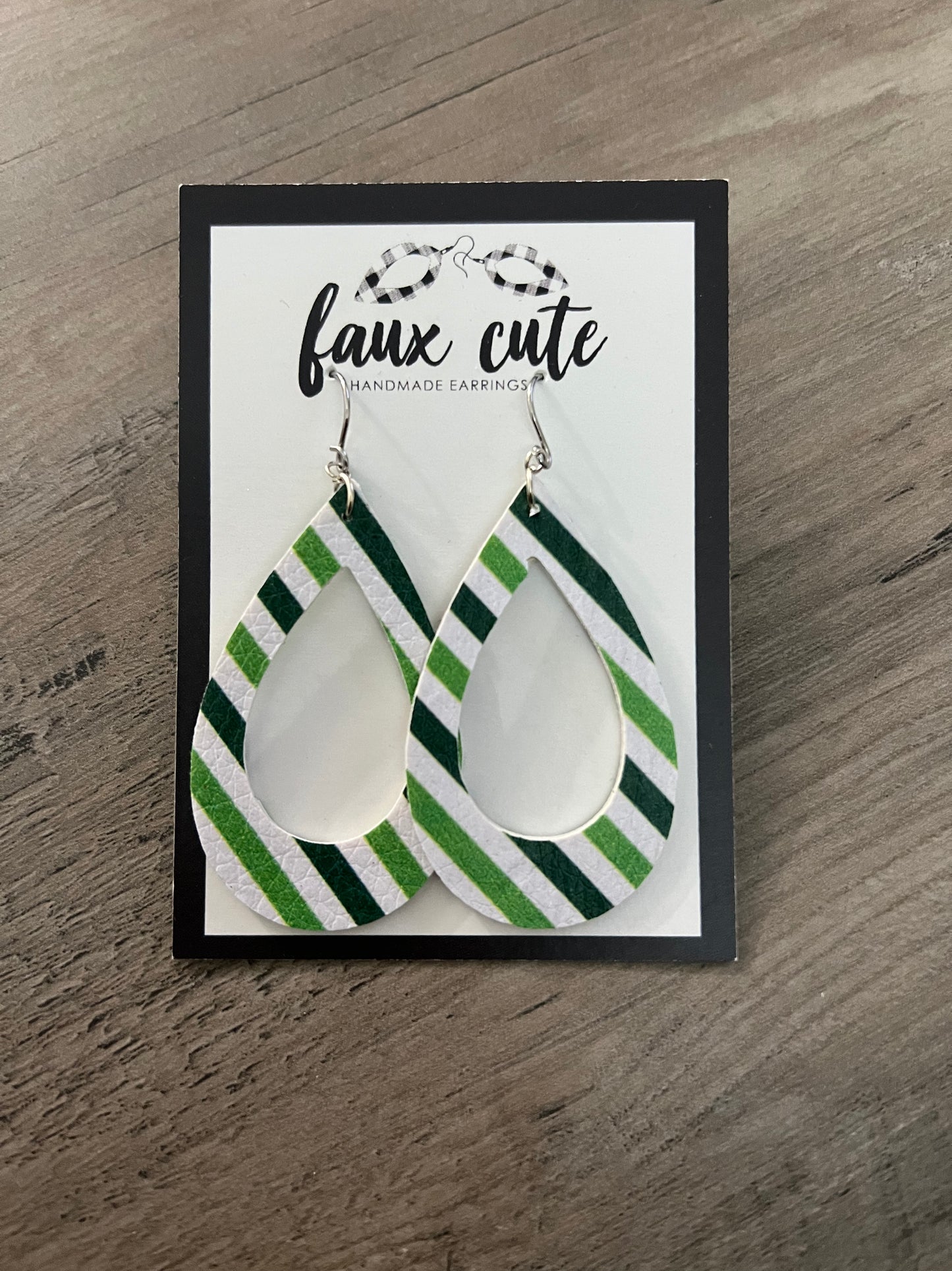 Green Striped Earrings