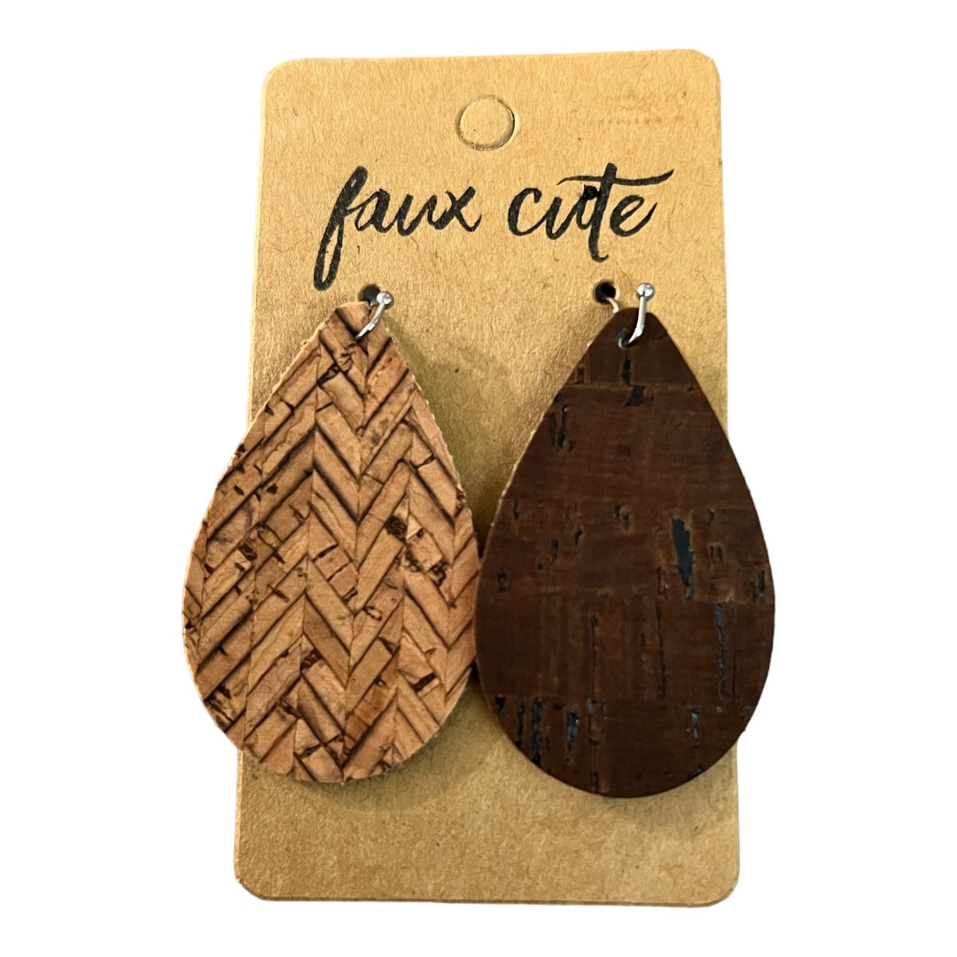 Reversible Brown Cork Earrings