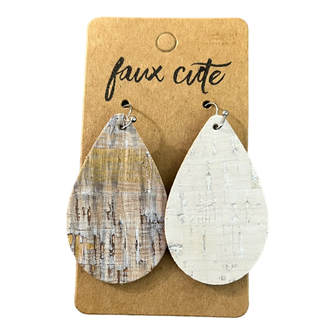 Reversible Cream Cork Earrings