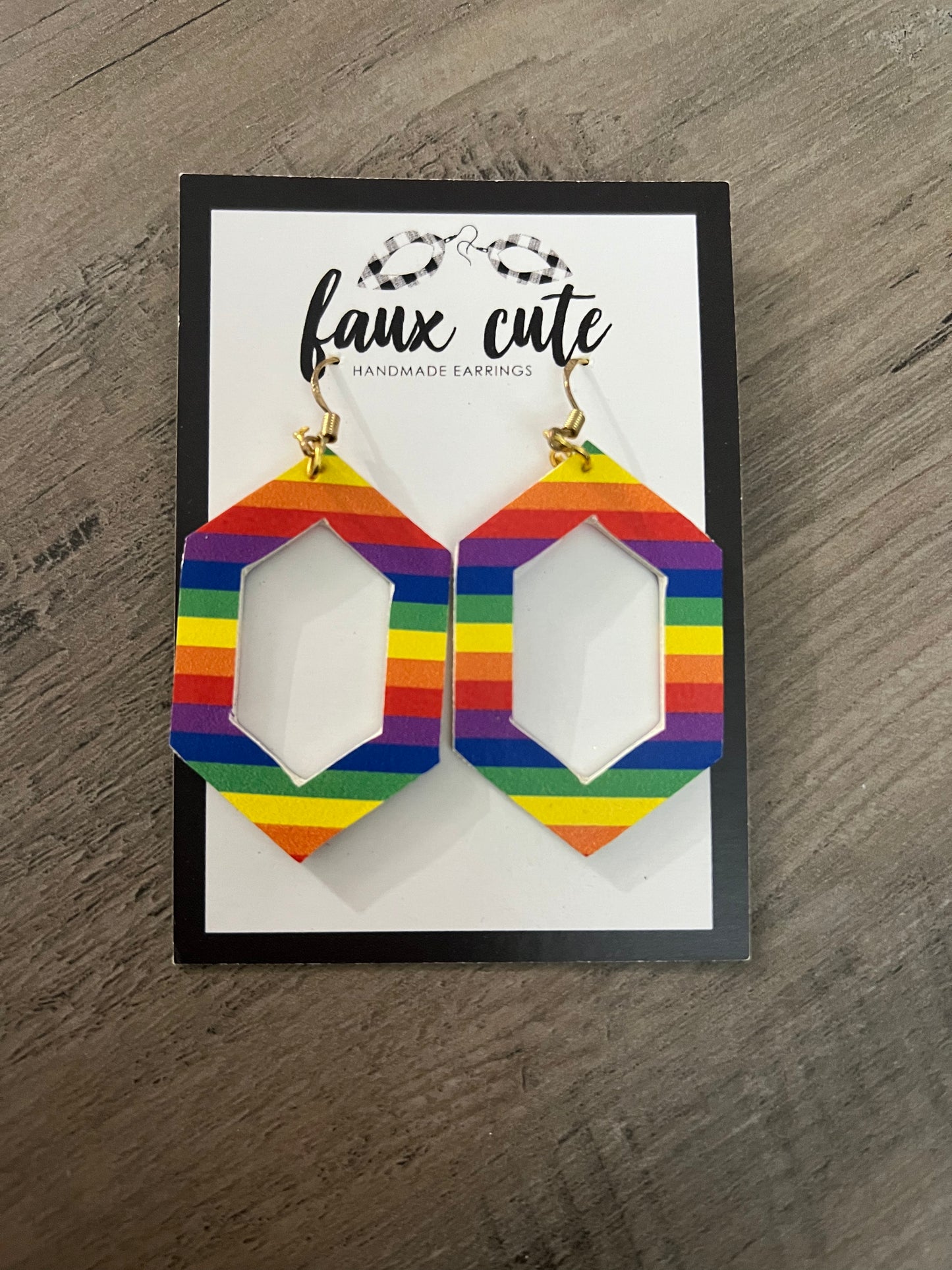 Rainbow faux leather earrings