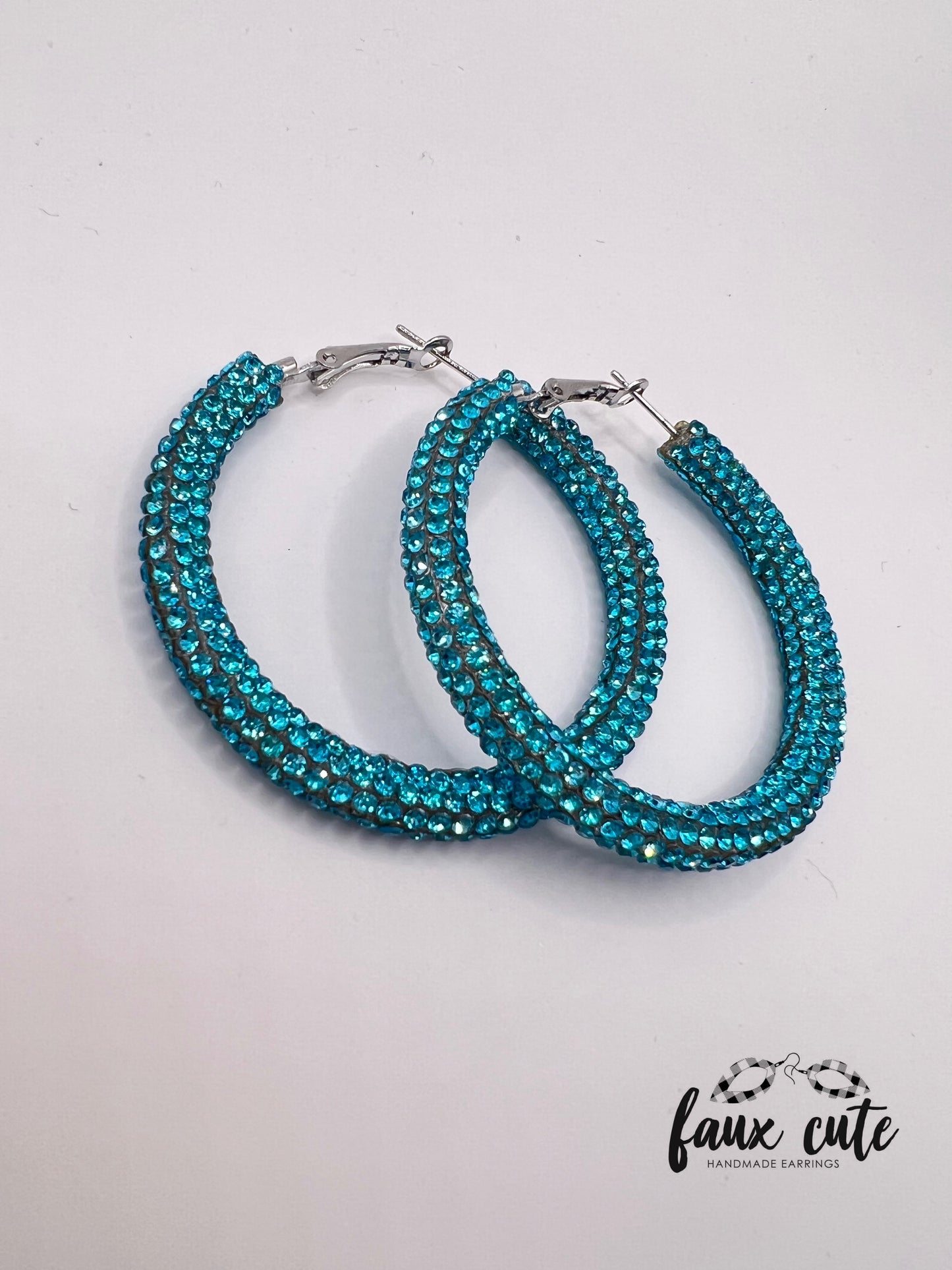 Aqua Crystal Hoops