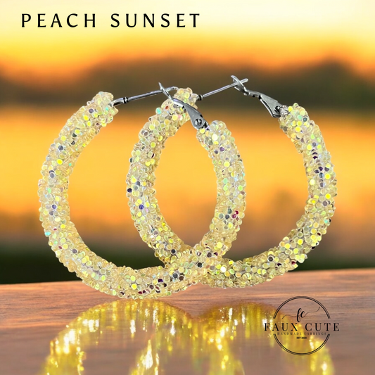 Peach Sunset Glitter Hoops