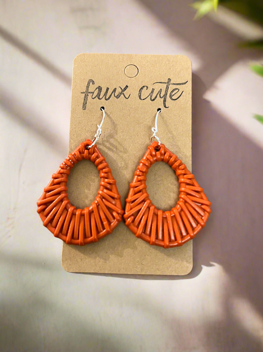 Orange Rattan Acrylic Earrings