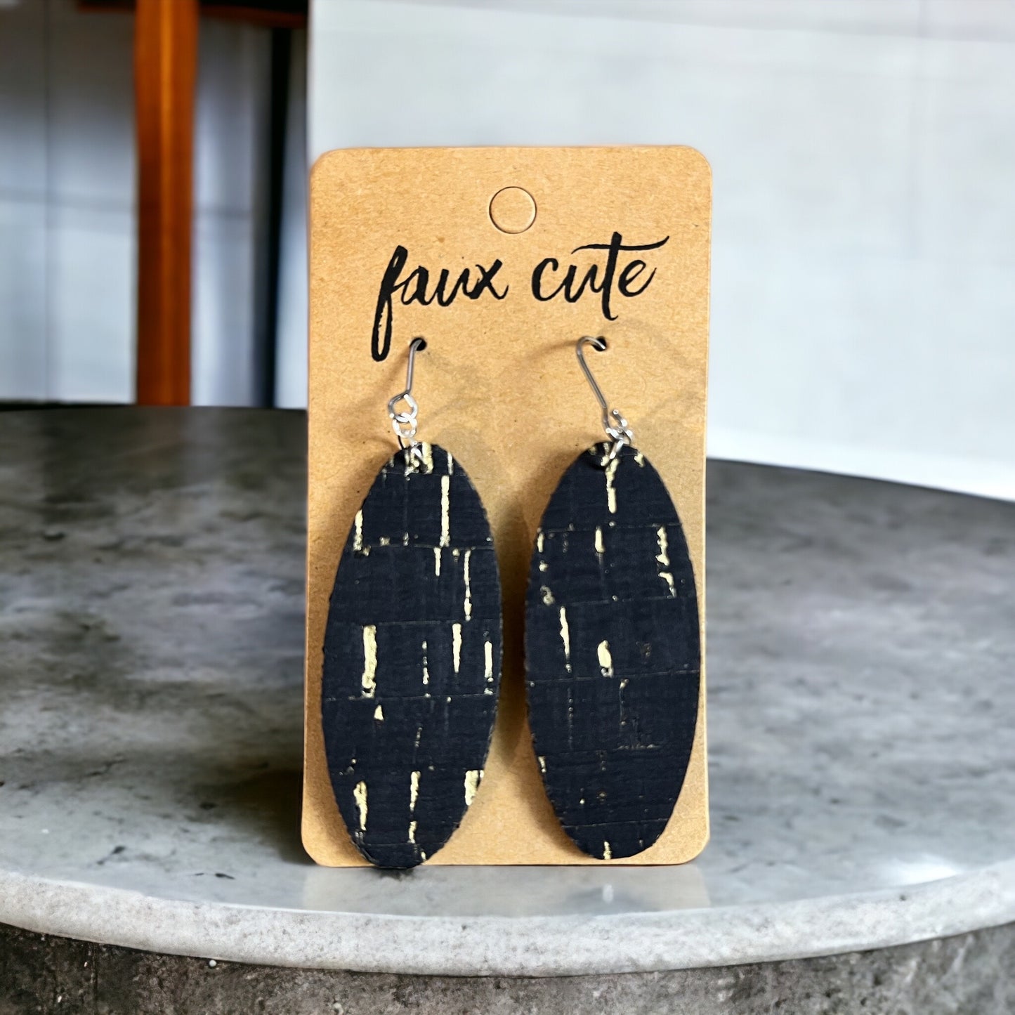 Black & Gold Cork Earrings