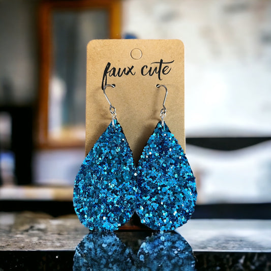 Royal Blue Glitter Earrings