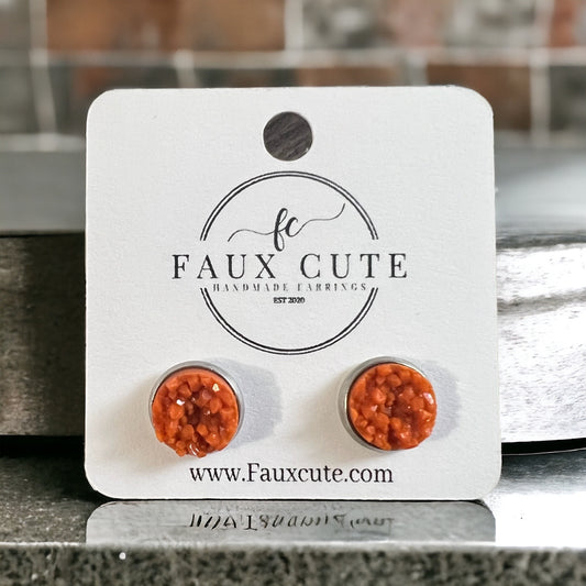 Ginger faux quartz studs