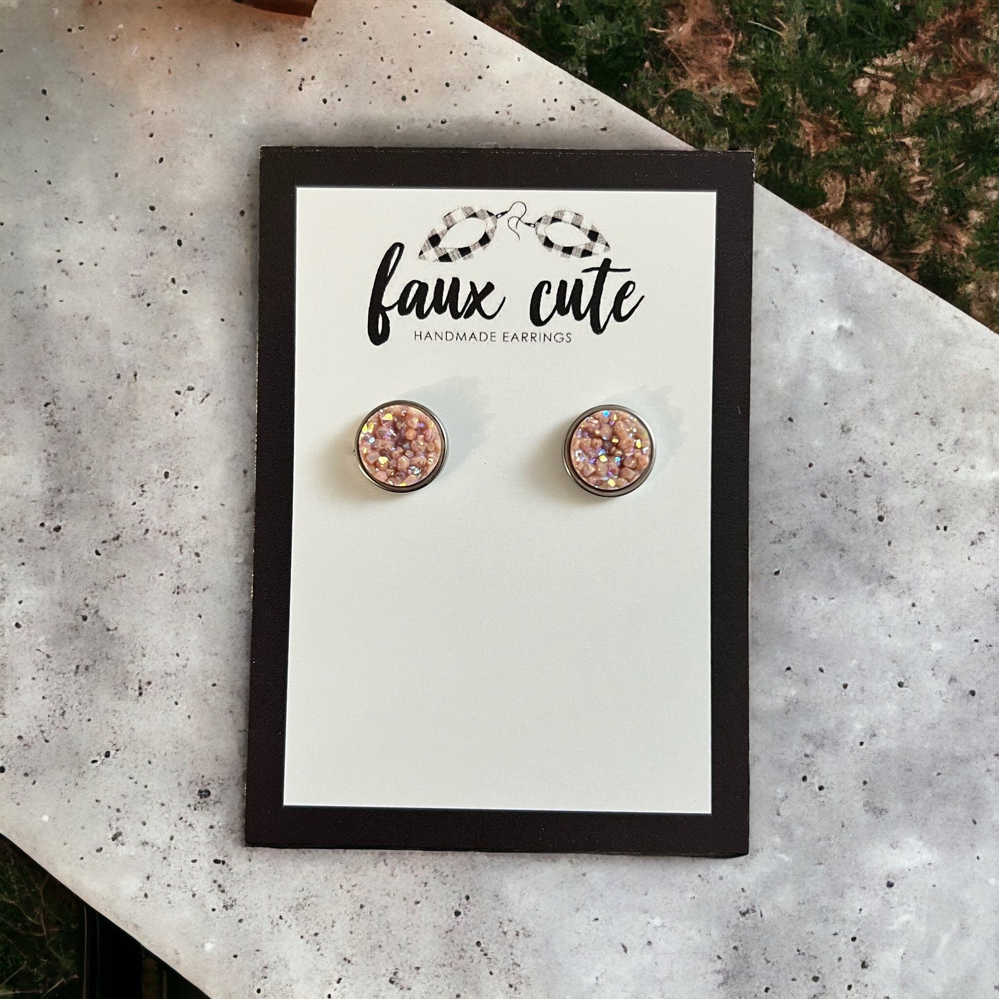 Nude Faux Quartz Stud Earrings