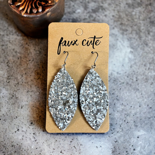 Silver glitter earrings