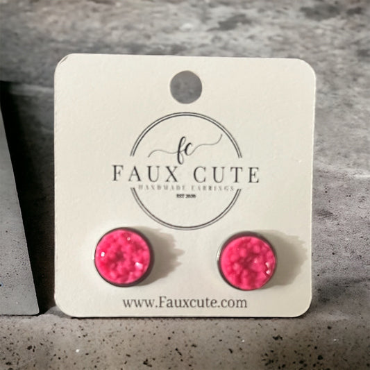 Hot Pink Faux Quartz studs