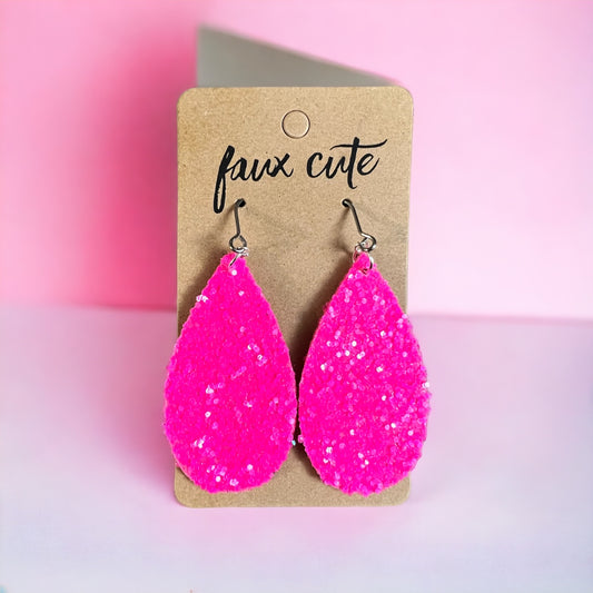 Hot pink Glitter Earrings