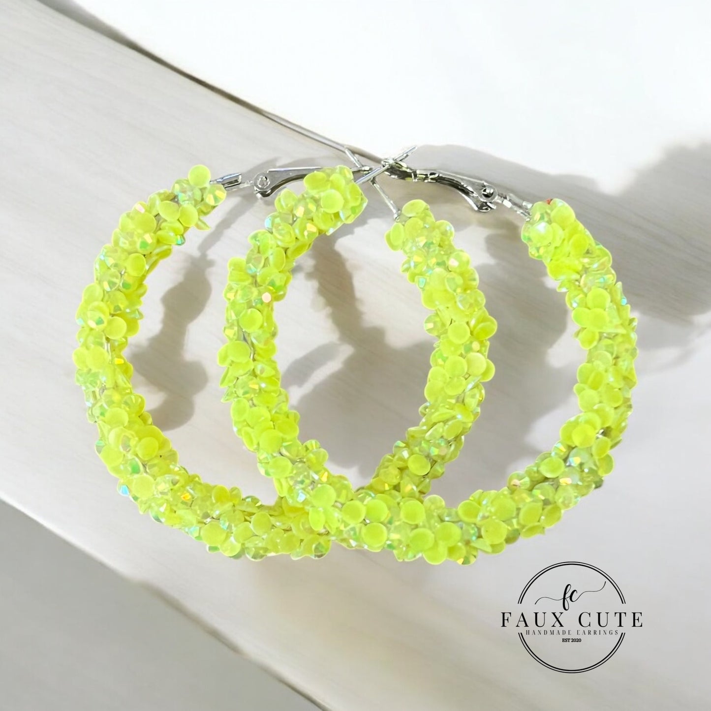 Neon Yellow Chunky Hoops