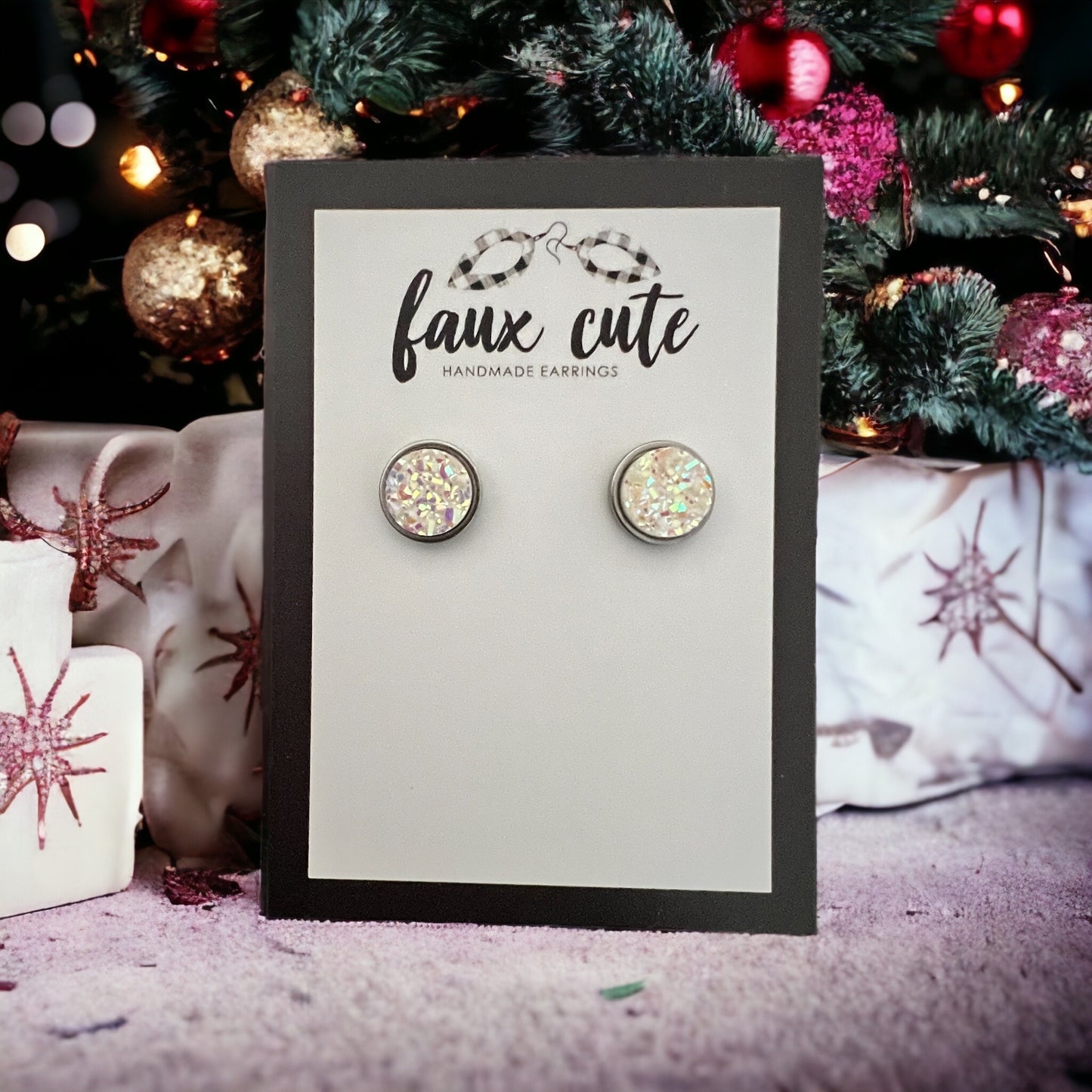 Glitter Snow Stud Earrings