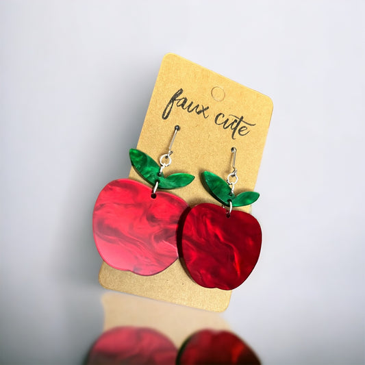 Pre-Order Red Pearl Apple Earrings