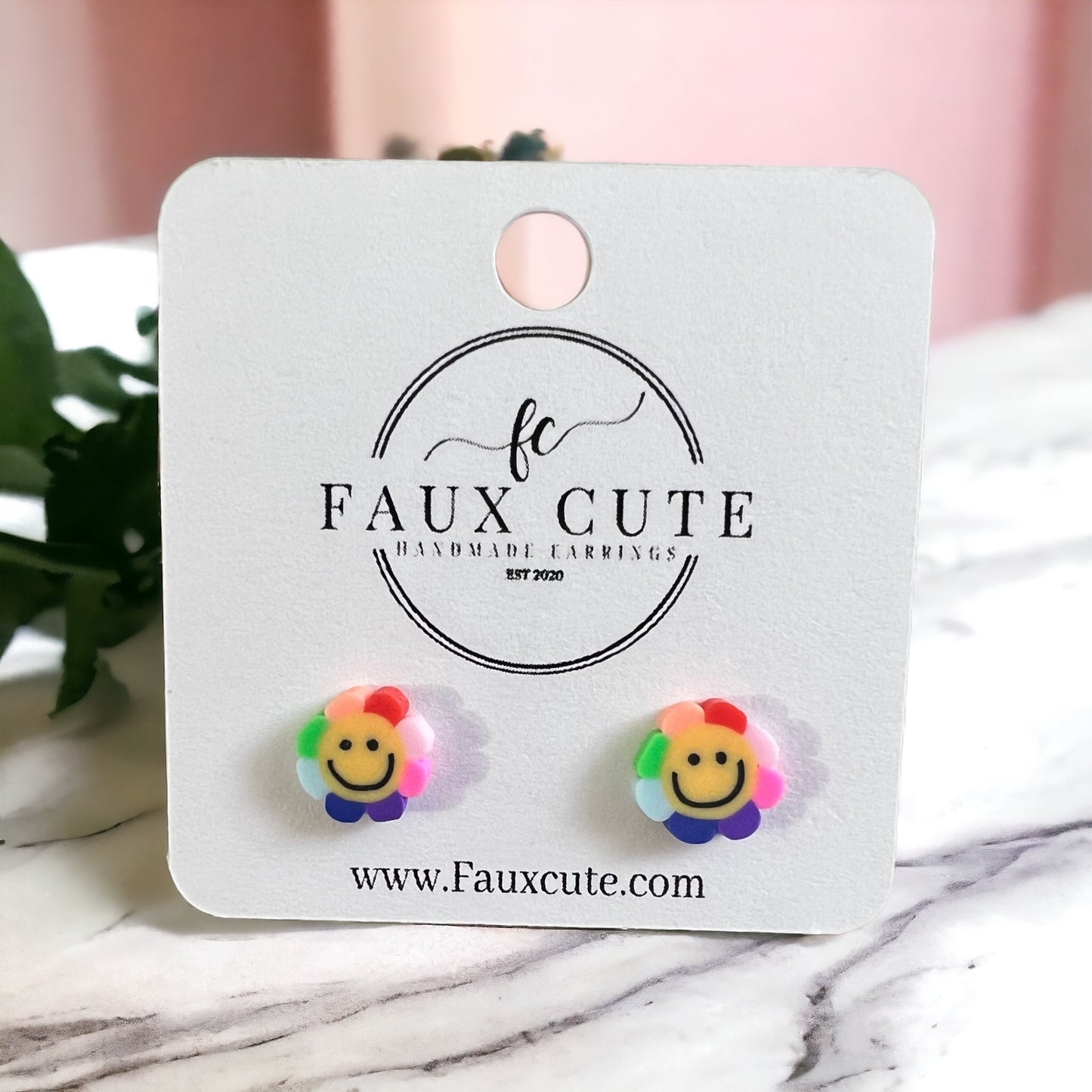 Rainbow emoji studs