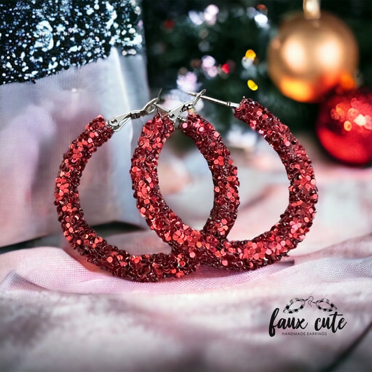 Red glitter hoops