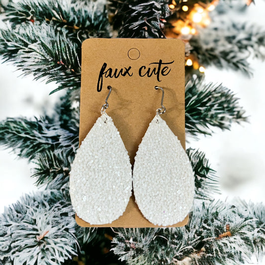 White Glitter Earrings