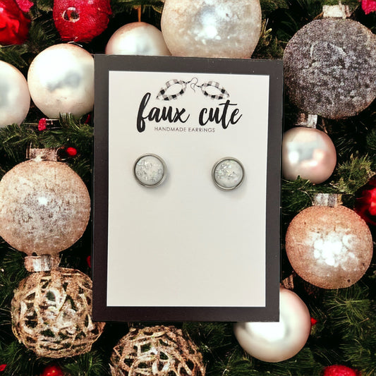 Silver Flake Stud Earrings