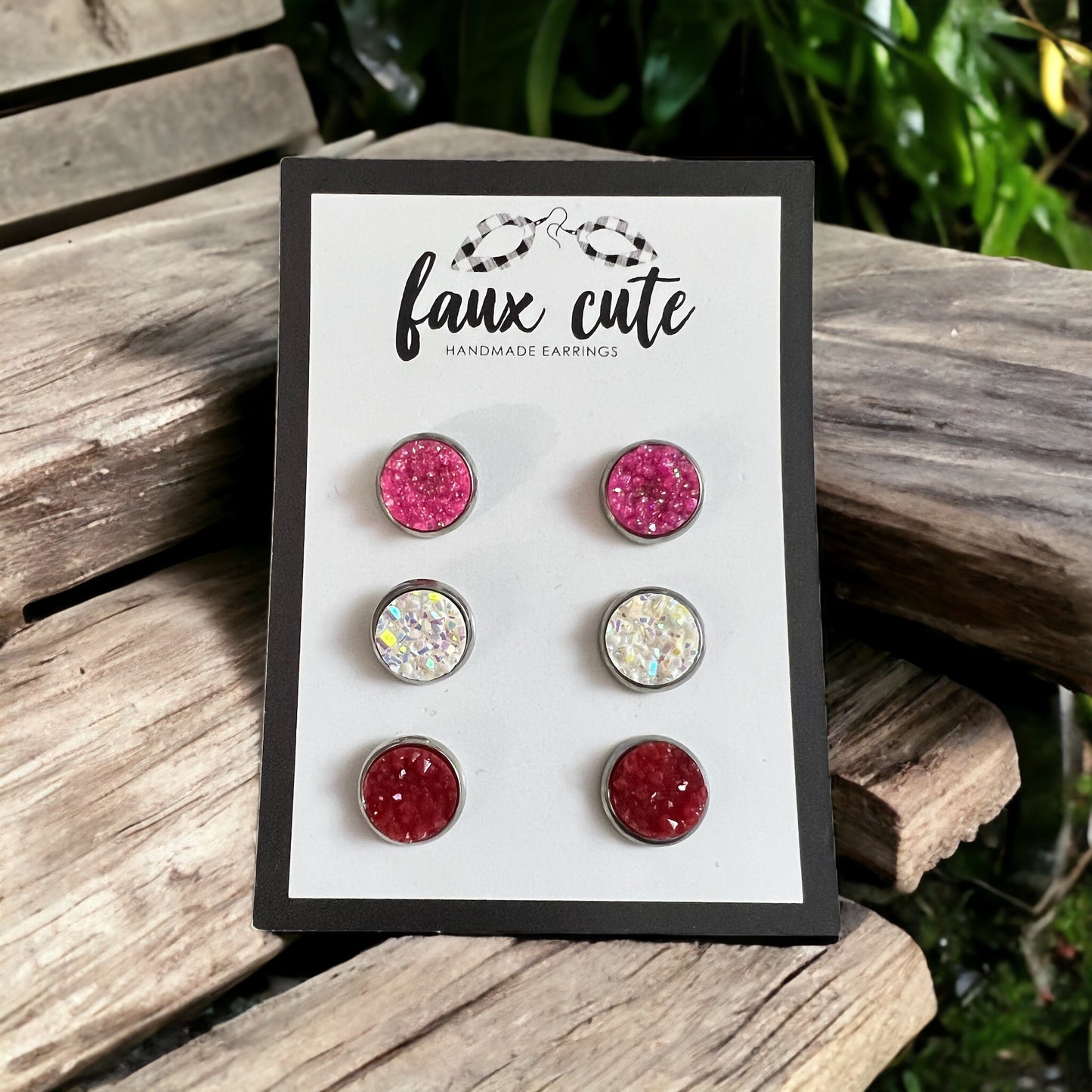 Love Studs Pink, White & Red