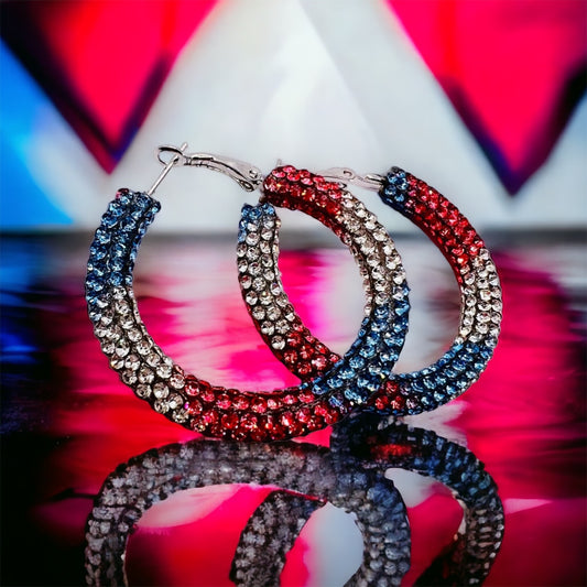 Patriotic Crystal Hoops