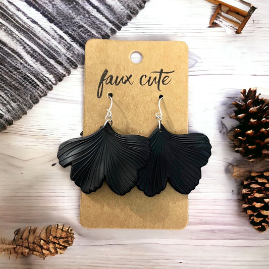 Black Acrylic Fan Earrings