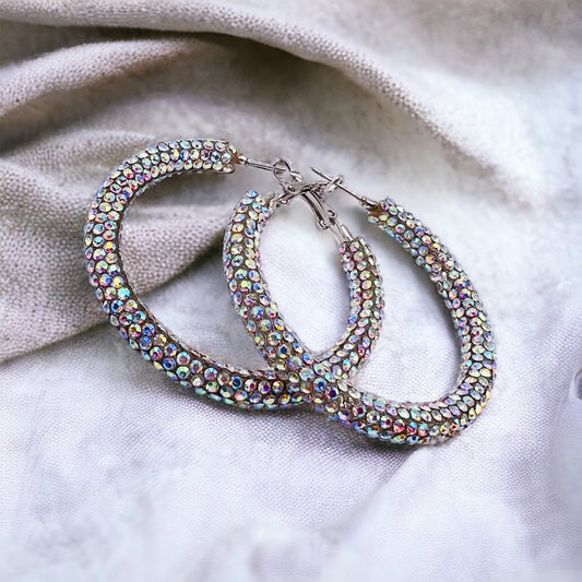 Iridescent Crystal Hoops