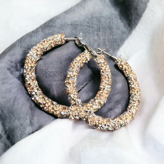 Mixed Metals Crystal Hoops