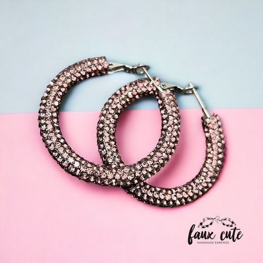 Rose Rhinestone Hoops by