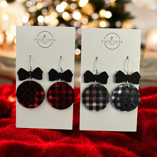 Mirrored Christmas Bulbs in Buffalo Plaid