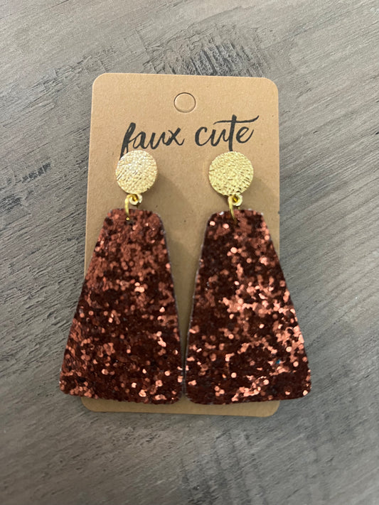 Cocoa brown glitter earrings