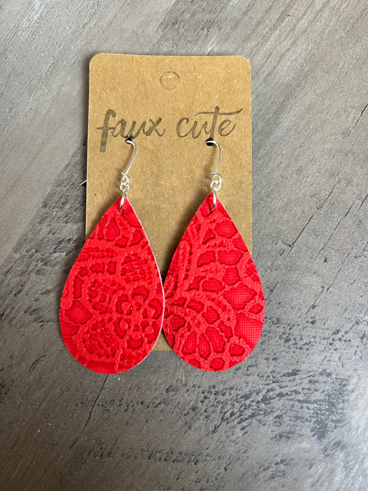 Red Faux Leather Dangles