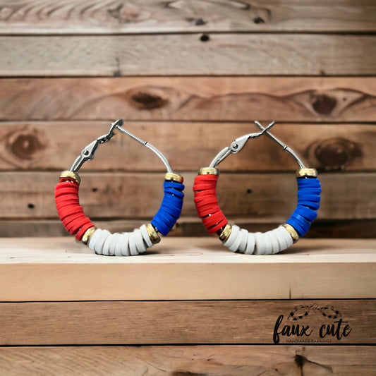 Beaded Acrylic Patriotic Hoops